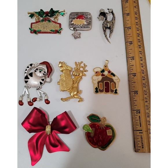 Lot of Christmas 8 pc.VTG AJC Danecraft AJMC NR broosh Wallaci Silversmiths pe - Picture 8 of 12